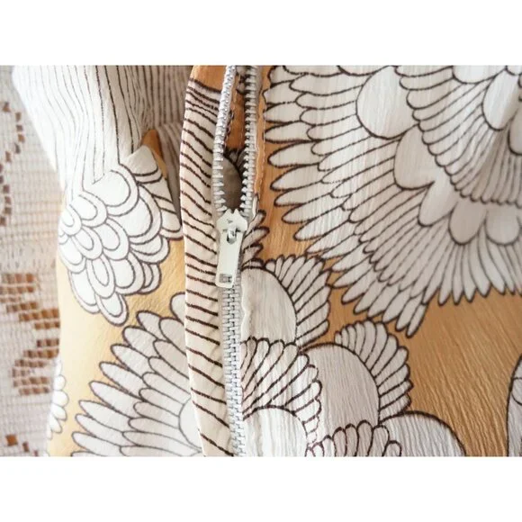 Vintage 60s Pastel Orange White Drop Waist Pleated Skirt Dress est. Medium 6 8 - Picture 5 of 5